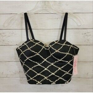 Lydia USA Rhinestone‎ Studded Corset Bustier Top Bra Size S 32-34